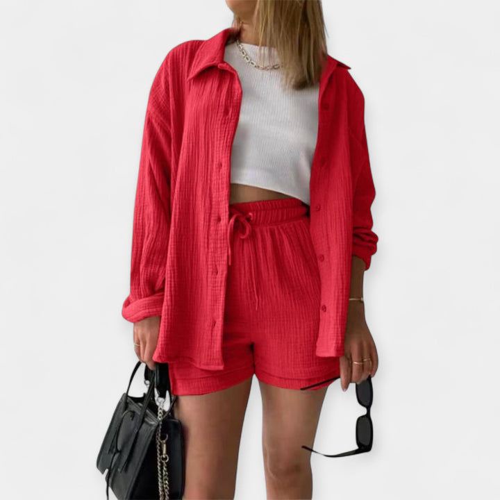 Dual Color Summer Outfit - Top and Shorts
