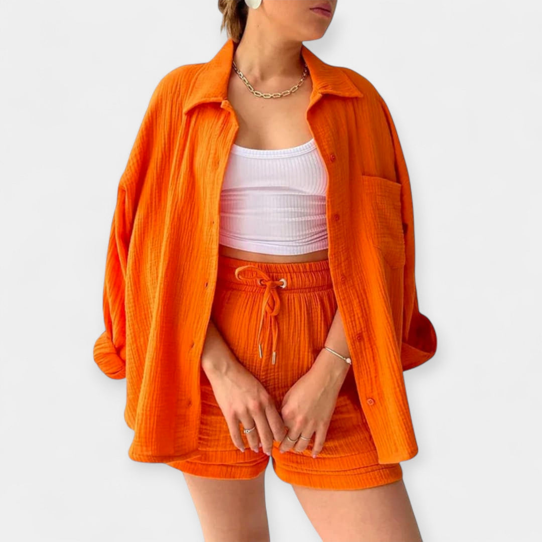 Dual Color Summer Outfit - Top and Shorts