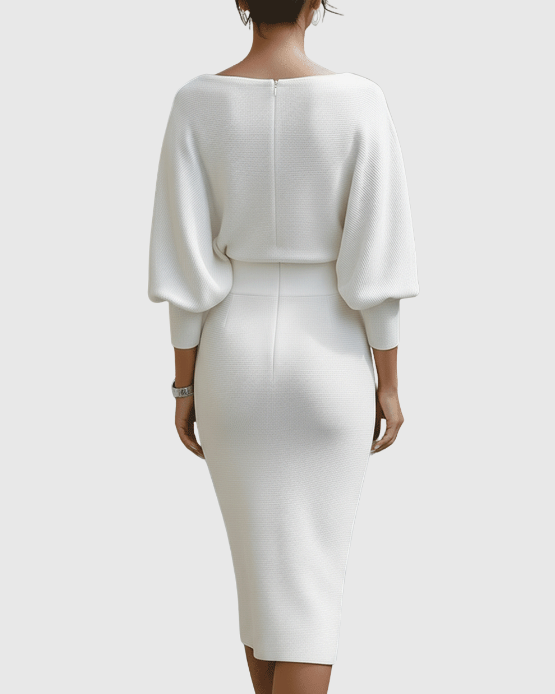 Lowenna | White Draped Batwing Midi Dress