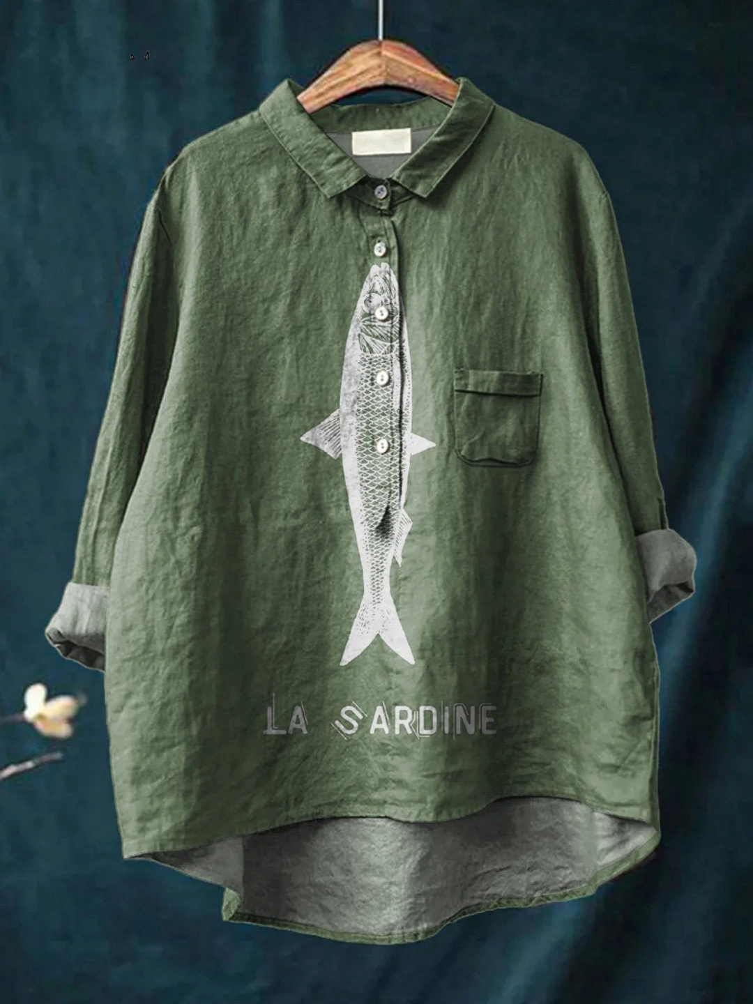 Emery | Sardine Fish Graphic Printed Women's Casual  Shirt
