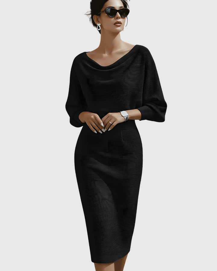 Lowenna | White Draped Batwing Midi Dress