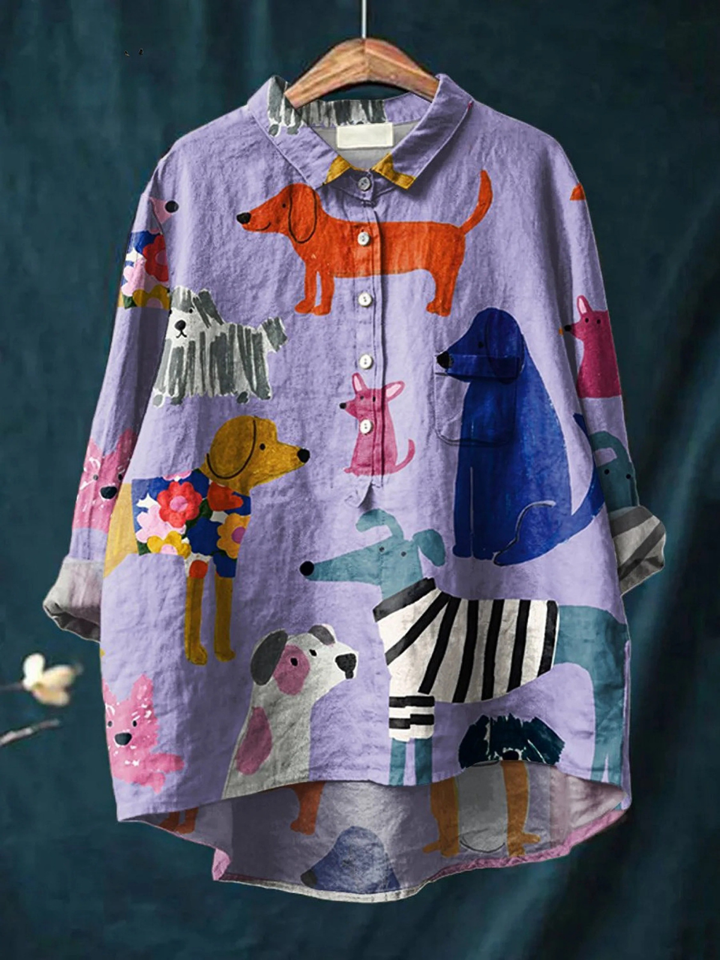 Elissa | Women's Dog  Art Print Casual  Shirt