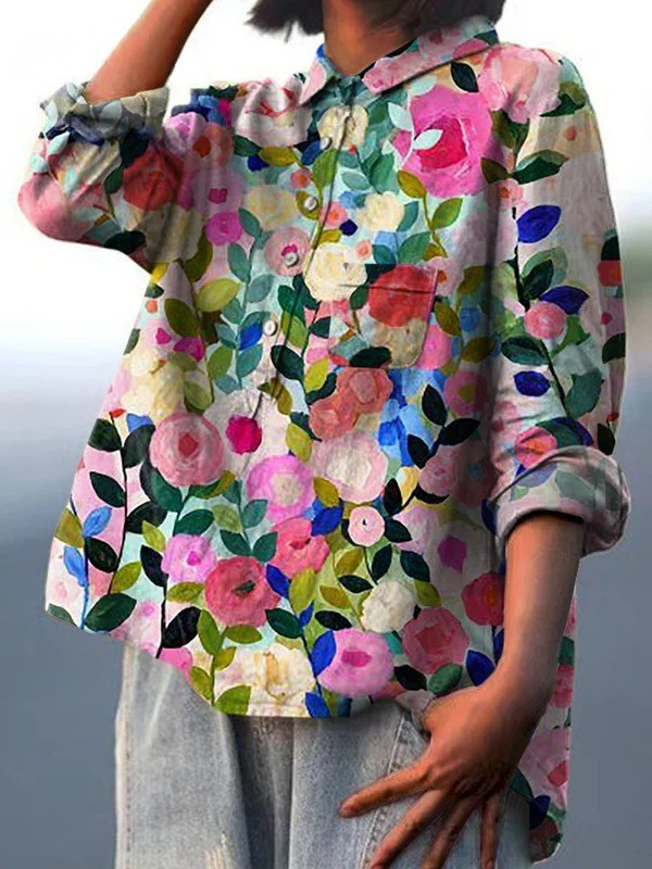 Lennox | Colorful Spring Floral Garden Printed Women's Casual  Shirt
