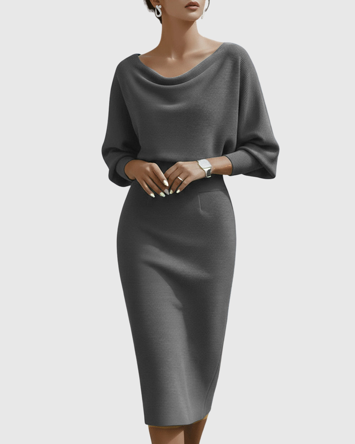 Lowenna | White Draped Batwing Midi Dress