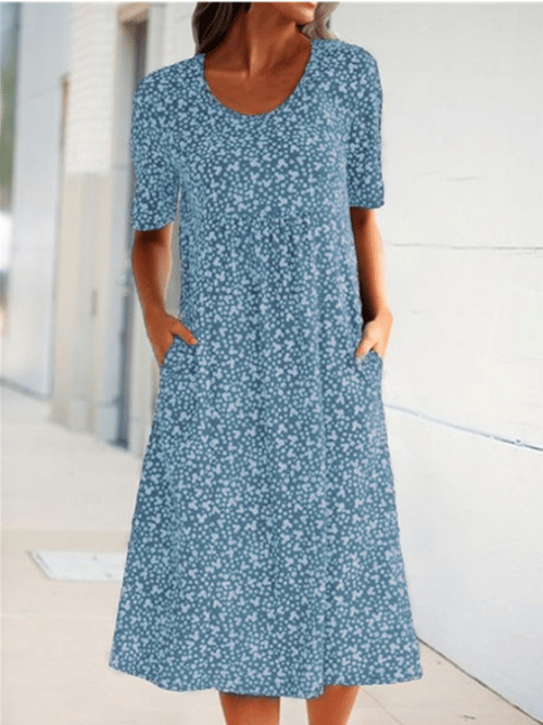 Sabrina - Round Neck Floral Dress