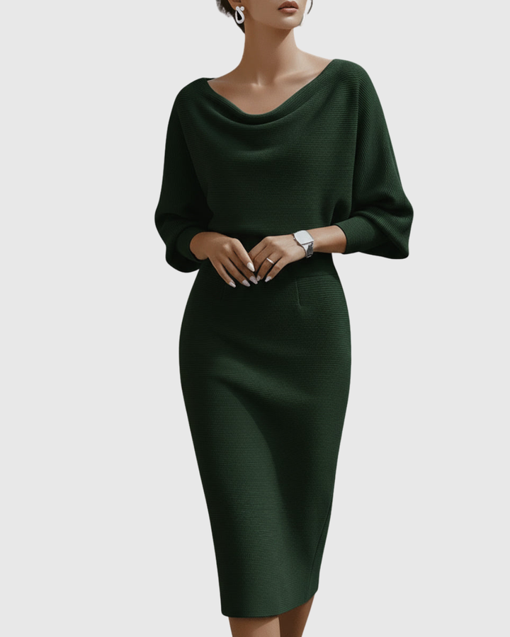 Lowenna | White Draped Batwing Midi Dress