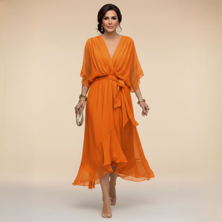 Caroline | Effortlessly Flattering Dress-Orange
