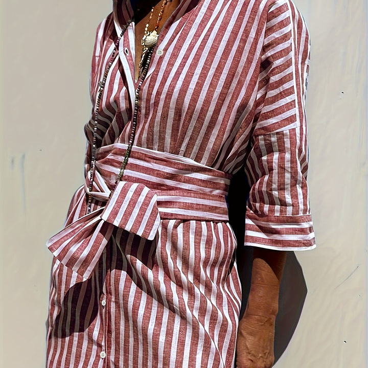 Cassandra Striped Shirt Dress