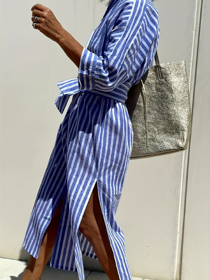 Cassandra Striped Shirt Dress
