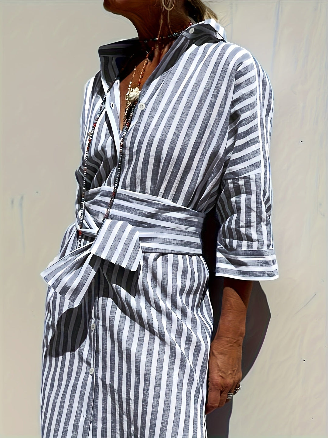 Cassandra Striped Shirt Dress