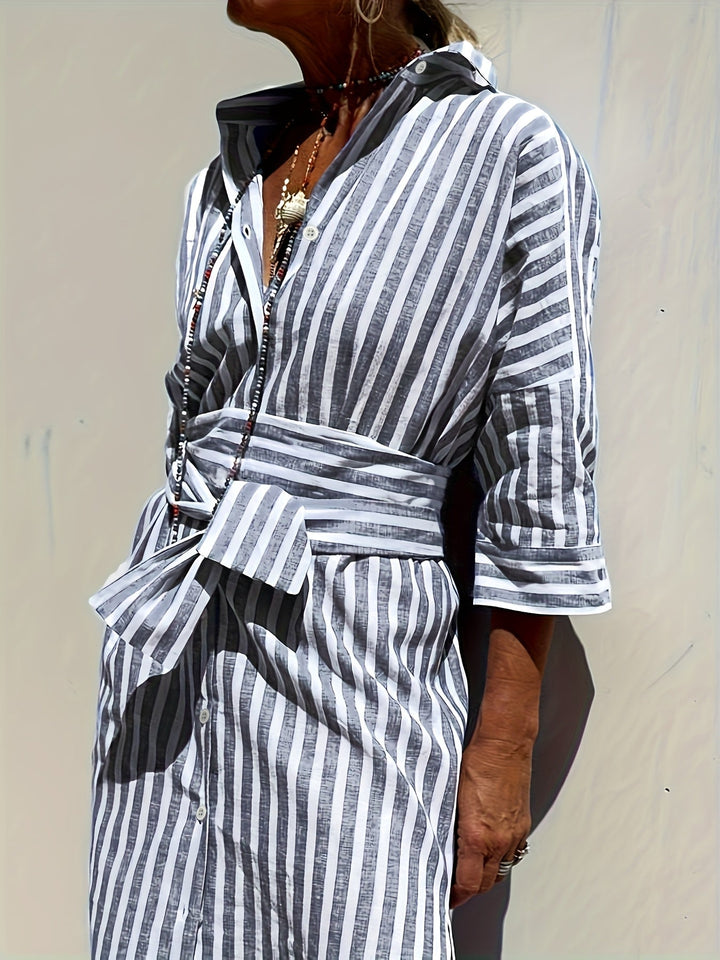 Cassandra Striped Shirt Dress