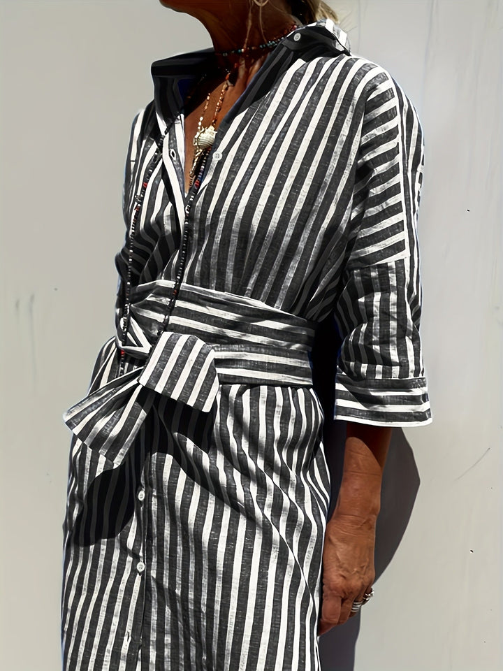 Cassandra Striped Shirt Dress