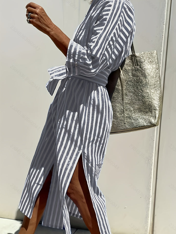 Cassandra Striped Shirt Dress