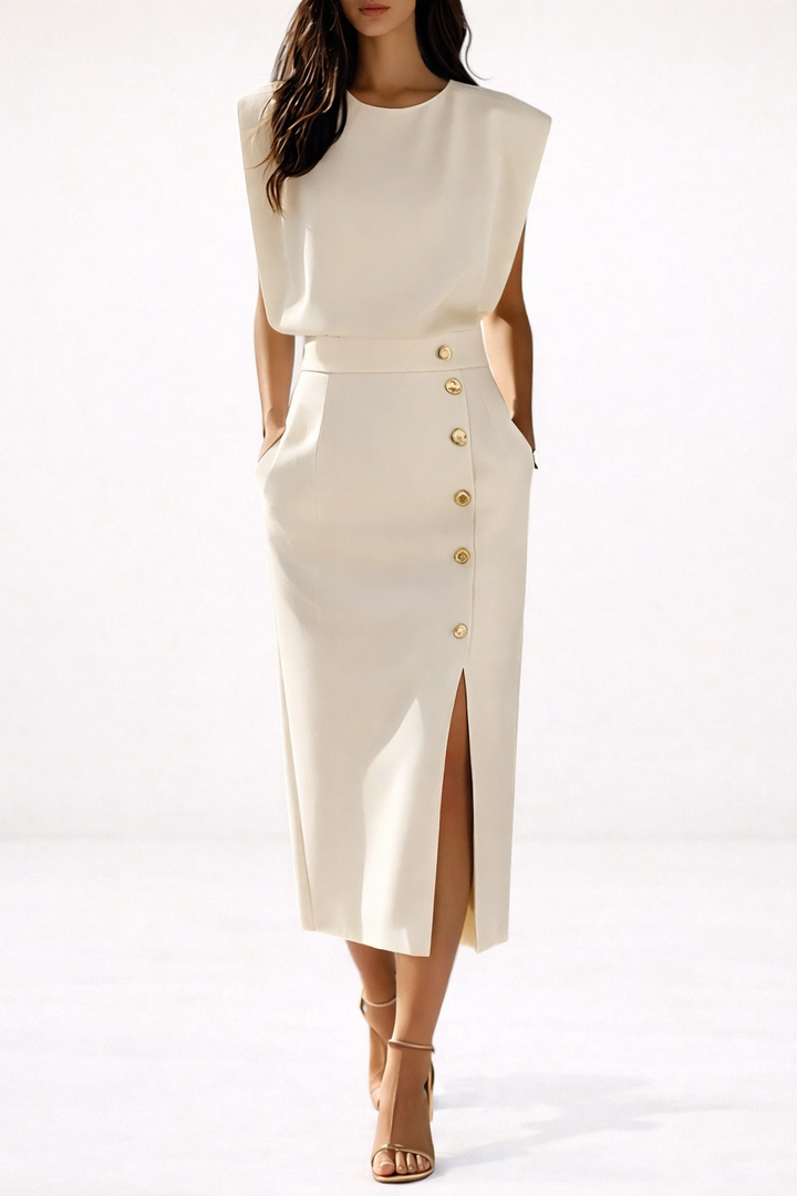 Mila™ | Elegant Button Midi Dress