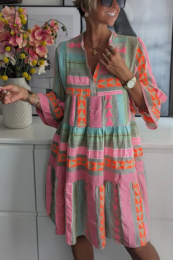 Jinte | Patterned Flowing Midi Dress