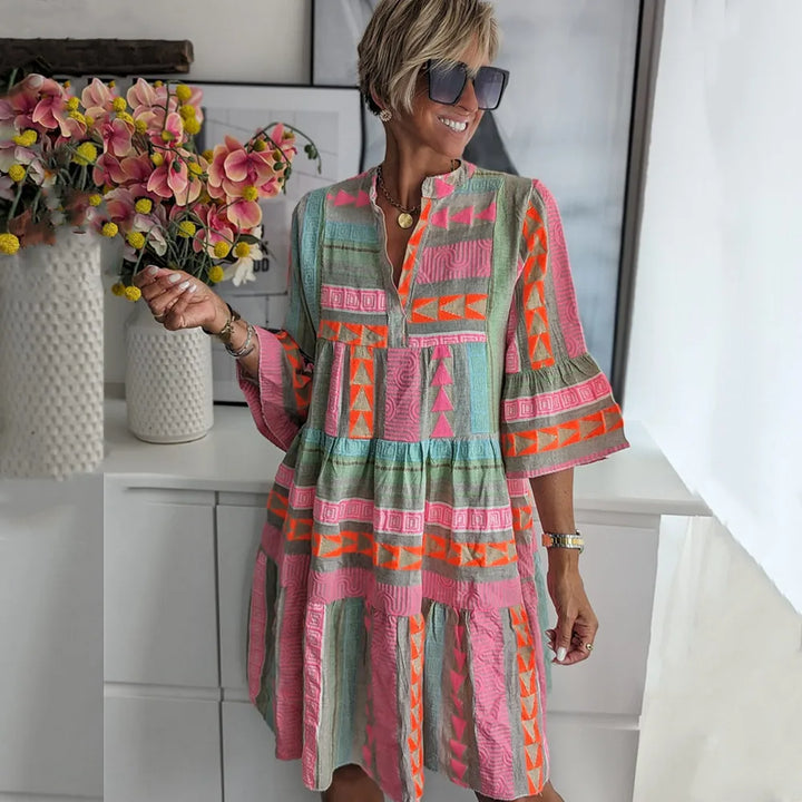Jinte | Patterned Flowing Midi Dress